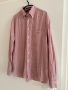 Koszula gładka elegancka Gant L w paski różowa biała 