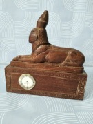 Stary zegar Rakieta w drewnianej rzeźbie Sfinksa unikat 