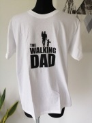 Biała koszulka z nadrukiem the Walking dad syn i córka. Prezent dla taty.