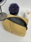 Quilted Essential Boxy Pouch - Waffle fabric (light mustard color)