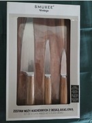 Zestaw prezentowy komplet 3  noży kuchennych z deską SMUKEE VINTAGE 