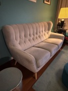Stylowa Sofa Uszak 3-osobowa | Welur Szary | Skandynawski Design