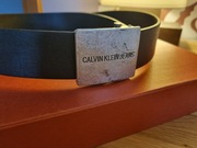 Calvin Klein Jeans czarny skórzany pasek 90