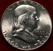50 centów - SREBRO - Franklin Half Dollar 1963 - menniczy  