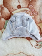 Szara zimowa futrzana czapka uszatka z uszami futerko uszy miś jak nowa