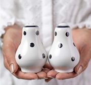 Solniczka i Pieprzniczka Ceramiczne W Białe Kropki Cottage Style