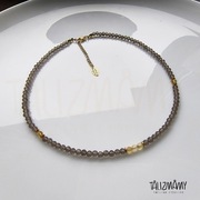 Naszyjnik kwarc dymny cytryn 