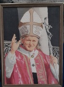 Obraz Papież Jan Paweł II, haft krzyżykowy podwójny 