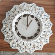 Zegar ścienny ozdobny, makrama, rękodzieło