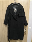 Płaszcz damski prosty przejściowy długi z paskiem rozmiar L 