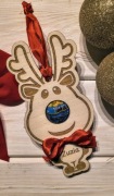 Drewniany Renifer 15cm na lizaka z imieniem-zawieszka-mikołajki prezent 