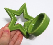 Świecznik gwiazdka ceramiczny tealight zielony mały