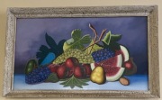 Śliczny obraz martwej natury - owoce PRL