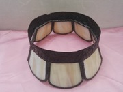 stary okrągły abażur klosz miedziany szkło mleczne 