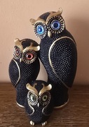 Piękna ceramiczna figurka holenderska kolekcjonerska Sowy. Owls.