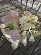 Duży stroik wiosenny, kompozycja na Wielkanoc, dekoracja na wiosnę 