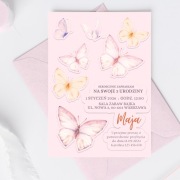 Zaproszenie urodzinowe dla dzieci ZESTAW kreatywny naklejki motyl motyle