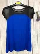 Even & ODD Cienka bluzka z tiulem, niebieska L