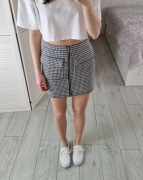 Forever 21 krótka spódniczka mini w pepitkę z suwakiem zamkiem 36 S