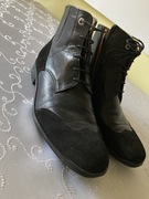 Ekskluzywne buty skórzane z zamszowymi wszywkami