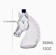 Butelka szklana w kształcie głowy konia, 120 ml, nowa