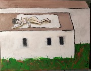 Śpiąca na dachu Obraz na płótnie