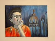 obraz "Za oknem" 60x80 cm - akryl na płótnie