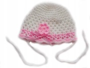 NOWA Czapeczka szydełkowa do Chrztu 40-42