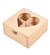 Drewniana herbaciarka z sercem i szybką | Pudełko na herbaty