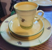 Unikat Zestaw ceramiczny Zeller keramik trzy elementy kubek i dwa talerze