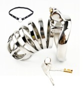 Długi stalowy pas cnoty Chastity cage + Pasek oring 40mm