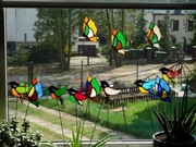 Ptaszek na drucie na balkon taras rękodzieło