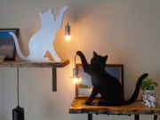 Kot z myszką, lampka nocna metalowa, lampka nocna kot