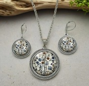 Zestaw biżuterii ze stali nierdzewnej w kolorze srebrnym Vintage Nowe