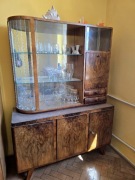 Komplet mebli art deco / vintage fornir orzechowy szafa + witryna kredens