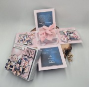 ExplodingBox URODZINY kobiety dowolna liczba różowo-granatowy ze srebrem