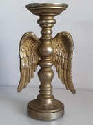 Niderlandzki, nastrojowy świecznik z anielskimi skrzydłami, antyczny design