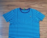 T-shirt koszulka chłopięca Benetton rozm. 160 paski niebiesko-granatowe