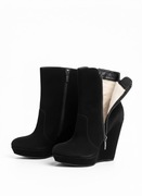 BALDININI Luxury – Czarne Botki Zamszowe na Koturnie, Włoska Skóra