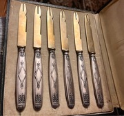 Rarytas - srebrne sztućce do melona. Francja, XIXw. Próba 800. Empire