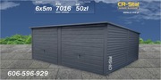 Garaż blaszany. 6x5 m. Brama uchylna. Profil zamknięty.