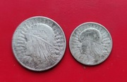 ZESTAW 2 ZŁ i 5 ZŁ GŁOWA KOBIETY 1932 rok SREBRO AG