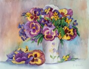 akwarela bratki kwiaty