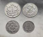 Zestaw 1 zł, 50, 20, 10 groszy 1923