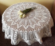 Duża serweta szydełkowa 120 cm – rękodzieło bawełna ecru