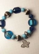 Bransoletka szkło murano niebieski błękit turkus morski motylek cyrkonie