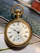 Zegarek kieszonkowy Elgin XIX wiek 59mm piekny stan pozlacany 