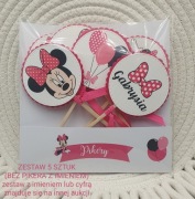 Pikery ozdoba urodzinki Myszka Minnie 5szt.