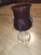 Szklany ciężki wazon z grubego szkła -  PRL