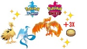 Sword/Shield Shiny Galarian Articuno Zapdos Moltres